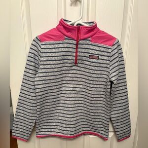 Vineyard Vines Pink and Gray Striped Quarter-Zip
